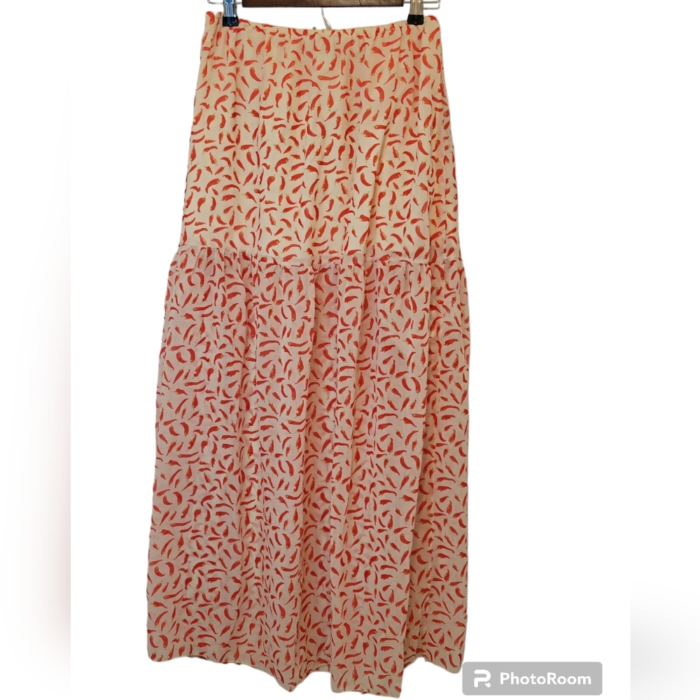 Miss Bee Women's Beach Wear Chili Print Maxi Skirt Size Small - Picture 1 of 8